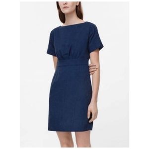 COS Wide-Neck Denim Dress Blue Chambray Size 4